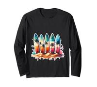 Tabla de Surf para Playa, Verano, Retro, Hawaiian Ocean Tropics Manga Larga