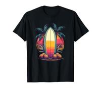 Tabla de Surf Sunset Coconut Palm Beach Summer Vibes Camiseta