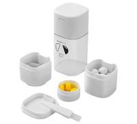 Tabla de tabletas - Splitter de píldora 5 en 1 | Cortador de píldoras multifunción con dispensador | Organizador de almacenamiento de tabletas portátil de protección antihoraria para acampar o votos