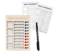 Tabla de tareas diarias con 3 tarjetas de tareas y 1 marcador de doble extremo, herramienta educativa de gestión del tiempo