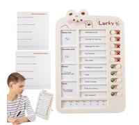Tabla de tareas para niños Sliding Chore, Visual Routine Planner for Boys and Girls, Study Task Board for Daily Schedule and School Readiness, 5.71x8.46 inches, Beige Blue Pink