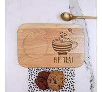Tabla de té y Galletas grabada, diseño FIF-Tea, Tabla de café de Madera, Regalos de cumpleaños número 50 para Hombres, él, Regalo cincuentésimo para Amigos, Hermano, Hijo, papá, Marido
