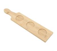 Tabla de vuelo de cerveza de madera con 4 ranuras - para bandeja de servir de degustación premium para vino y cócteles - Plato de bar de madera maciza con pizarra - 38 cm para camarero casero (4