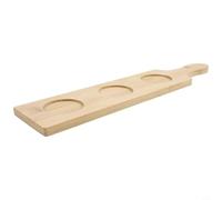 Tabla de vuelo de cerveza de madera con 4 ranuras - para bandeja de servir de degustación premium para vino y cócteles - Plato de bar de madera maciza con pizarra - 38 cm para camarero casero (3