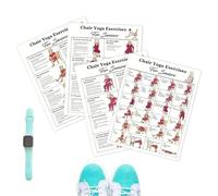 Tabla de yoga de silla, póster de entrenamiento sentado para personas mayores y principiantes, juego de tarjetas laminadas de 4 piezas, guía de ejercicios ilustrada visual, rutina de movilidad de