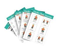 Tabla de yoga para silla - 5 piezas de entrenamientos laminados ilustrados de 30 días | Tabla de ejercicios de silla para adultos, tablas de fitness para mañana, trabajo, viajes, fuerza, entrenamiento