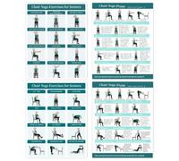 Tabla de yoga para silla - Guía de estiramiento para movilidad | Póster de papel de 10 x 8 pulgadas, ayuda visual para la flexibilidad, rutina de ejercicio para personas mayores, póster de fitness