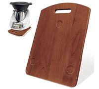 Tabla Deslizante para Thermomix TM6, Tabla Deslizante Thermomix TM5, Tabla Deslizante con Ruedas Universales, Tabla deslizante de madera Thermomix TM6 TM5 con 2 ruedas y 4 bases de goma, Marrón