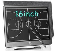 Tabla electrónica de entrenamiento de baloncesto, tablero de tácticas de baloncesto LCD de 16 pulgadas con 2 lápices capacitivos, esencial para entrenador de baloncesto, 2 correas elásticas con cordón