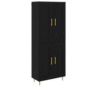 Tabla elevadora de madera de roble negro, 69,5 x 34 x 180 cm | Tiradores de barra doradas, estantes de madera y puertas con cubierta antipolvo para comedor y sala de estar