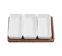 Tabla for Servir, Bandeja Dividida, 2 x 11,3 x 7,7 Pulgadas de Largo, Platos de cerámica for Aperitivos con paletas de Madera, Plato de Comida for Galletas y nueces