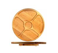 Tabla giratoria Plato dividido Redondo Circular Giratorio de madera para servir aperitivos 33 cm