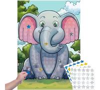 Tabla grande de recompensas de entrenamiento para ir al baño para niños, póster laminado, resistente al agua con 100 calcomanías holográficas de estrellas y tiras de montaje sin daños, elefante