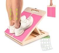 Tabla inclinada para estirar pantorrillas, tabla inclinada de madera portátil ajustable para estirador de pantorrillas con póster de entrenamiento, capacidad de peso de 300 libras, cuña elástica para