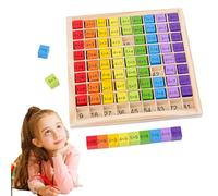 Tabla matemática montesori - Juego de aprendizaje de multiplicación de madera, juguete de mesa de multiplicación interactivo padre-hijo | Tablas de cálculo educativas con cubos coloridos para el