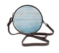 Tabla náutica vintage con forma de estrella de mar,Bolso de hombro de piel sintética, bolso cruzado redondo - Bolso circular para mujer