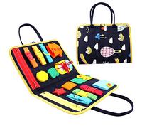 Tabla ocupada para niños pequeños de 2 a 4 años, tabla ocupada Montessori para niños pequeños con botones con cremallera, hebillas para atar, aprender a vestirse con bricolaje, desarrollar habilidade