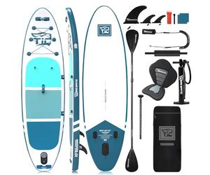 Tabla Paddle Surf Hinchable TIGERXBANG Paddle Board 320x82x15cm con Accesorios Premium Tabla Sup, PadelSurf Stand Up Padding para Adultos/Niños con Remo Doble Uso, Asiento Kayak,Defender-Pro Azul