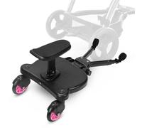Tabla para cochecito de bebé con asiento, tabla de paseo universal con asiento desmontable, rueda doble de 360 grados, ajustable, hasta 25 kg, color rosa