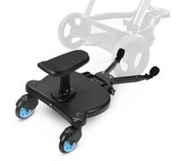 Tabla para cochecito de bebé con asiento, tabla de paseo universal con asiento desmontable, rueda doble de 360 grados, ajustable, hasta 25 kg, color azul