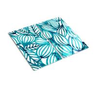 Tabla para Cortar Cristal 2x30x52 cm de Vidrio Templado Resistente Decorativa Higienicas Placa de Corte Patas de Silicona 2 Unidades Fina para Encimera de Cocina - Patrón floral