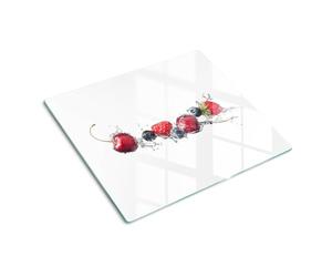 Tabla para Cortar de Cristal 60x52 cm Patas de Silicona Placa de Corte Resistente Decorativa de Vidrio Templado Una Pieza Fina para Encimera de Cocina Higienicas - Frutos del bosque