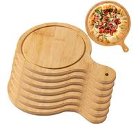 Tabla para servir pizza, bandeja de madera con asas, diseño ligero para hacer pizza y almacenamiento, se adapta hasta 13 pulgadas, paquete de 8