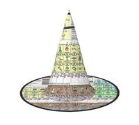 Tabla periódica de elementos con impresión de Halloween, accesorio de disfraz de bruja puntiagudo, sombrero de bruja, sombrero de bruja, sombrero de Halloween, 1 pieza