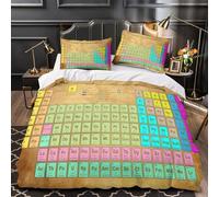 Tabla periódica Impresión 3D 3 piezas funda de edredón Diseño de ciencias de la educación cubrecama microfibra transpirable cierre cremallera para bebés adolescentes mujeres Double（200x200cm）