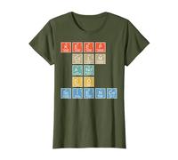 Tabla Periódica Mantener la Calma y Hacer Ciencia Camiseta, Mujer, Verde Oliva, 3XL