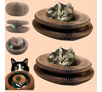 Tabla rascador para gatos de cartón, juguete interactivo plegable para gatos con pelota, cartón rascador para gatos, juguete de inteligencia, órgano mágico (2 unidades)