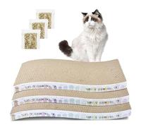 Tabla rascadora para gatos, paquete de 3 almohadillas para rascar gatos con hierba gatera de doble cara con diseño de texturas de arañazos de primera calidad, rascadores curvados para gatos de