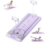 Tabla reformadora de pilates plegable con rodillo abdominal, máquina de ejercicio abdominal, tabla de pilates multifuncional para entrenamientos en casa, entrenador de núcleo de pilates de cuerpo