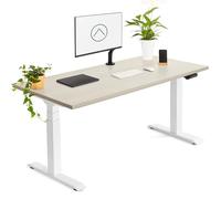 Tablakala - Escritorio Elevable Eléctrico 2 Motores | Tablero 160x80 cm Roble Claro | Patas Blancas | Ajustable en Altura 62-127 cm | Standing Desk Ergonómico, Mesa Elevable