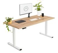Tablakala - Escritorio Elevable Eléctrico | Tablero 160x80 cm Roble | Patas Blancas | Ajustable en Altura 71-121 cm | Standing Desk Ergonómico, Mesa Elevable