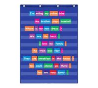 Tablas de bolsillo para colgar en la pared, gráficos de bolsillo estándar, 10 bolsillos transparentes, tabla de palabras para aula, hogar, oficina, uso en la pared, gráficos de bolsillo transparentes