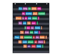 Tablas de bolsillo para colgar en la pared, gráficos de bolsillo estándar, 10 bolsillos transparentes, tabla de palabras para aula, hogar, oficina, uso en la pared, bolsillos transparentes, tabla de