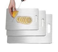 Tablas de Cortar de Acero Inoxidable para Cocina,3 Piezas Bandeja Picar Alimenticio,Tabla De Cortar Carne Acero Inoxidable - Carne, Verdura, Queso, Sushi, Camping, Senderismo, Hogar Y Viaje