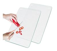 Tablas De Cortar De Cristal: 2 Piezas Tabla De Cortar De Vidrio 20 * 30cm, Tabla De Cortars Transparente Con Pies De Silicona Antideslizantes, Tablas De Cortars De Vidrio Templado Para Cocina, Mesa