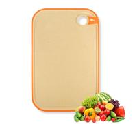 Tablas de Cortar de Paja de Trigo, 30 x 20cm Tablas de Cortar Plástico Sin BPA, Fáciles de Limpiar y Tabla Antideslizante, Tabla Cocina Antibacteriana con Prensa de Ajos, para Verduras, Frutas, Carne