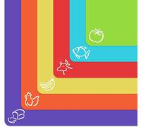 Tablas de Cortar de Plástico Extra Grueso y Flexible con íconos de Alimentos y “EZ-Grip” para un Mejor Agarre y Corte sin Deslizamientos Apto para Lavavajillas (Juego de 6) de Cooler Kitchen