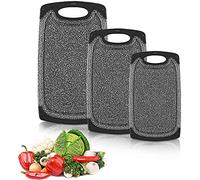 Tablas de Cortar de Plástico,Tabla de cortar,Tablas de Cocina para Cortar,Tablas de Cortar con Ranuras para Zumo 3 piezas,de plástico sin BPA,para Carne,Verduras,Apta para Lavavajillas