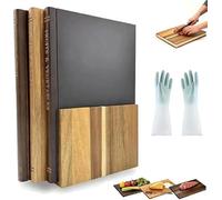 Tablas de cortar decorativas for libros for cocina, juego de 3 tablas de madera con soporte, estilo biblioteca for picar, pan de queso, carne y verduras for amantes (1 unidad)