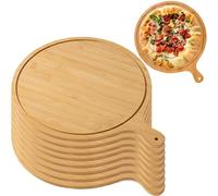 Tablas de madera para servir pizza, bandejas ligeras con asas para hacer y almacenar pizzas, se adaptan hasta 13 pulgadas, acabado marrón claro