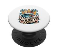 Tablas de surf Manhattan Beach, arte retro de South Bay PopSockets PopGrip Adhesivo