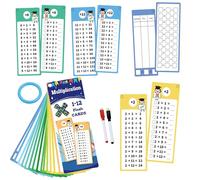 Tablas de Tablas de Tablas, Tarjetas Flash de multiplicación | Tarjetas Flash para niños,2 bolígrafos de borrado en seco, Juguete Educativo de Doble Cara para la Escuela de Primera a 3er Grados
