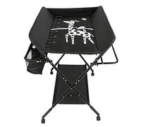 Table a Langer Plegable y Portátil con Cesta Almacenamiento, Cambiador con 4 Ruedas y Cinturón de Seguridad, Ajustable en Altura, 80 x 66 x 98 cm (Negro)