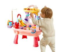 Table Activités Aquatiques - PP 60CM Jouet Évier Cuisine Électronique | Table Eau Jeu Avec Robinet Pompe Automatique Pêche Accessoires Pour 1-8 ANS Jardin Plage Maison Salle De Bain