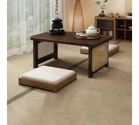 Table Basse japonaise, Table de Sol Basse en Bois et rotin, Petite Table à thé Basse, facile à Assembler, Grande Taille, idéale pour le Salon, le Tatami, le Bureau ou le Balcon.