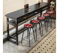 Table Basse rectangulaire de Bar, Table de Pub Moderne en Bois, idéale pour la Cuisine, le Salon, la Salle à Manger ou un café. Facile à Assembler. (Noir, 160 x 40,1 x 104 cm)